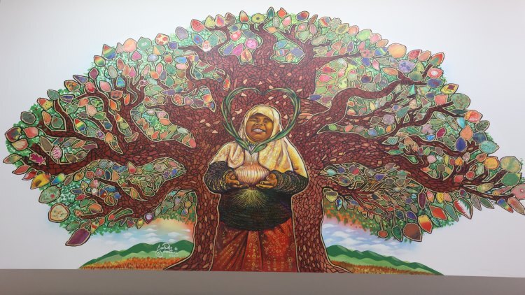 school mural with tree