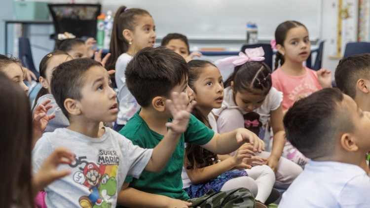 kindergarten students eager to learn