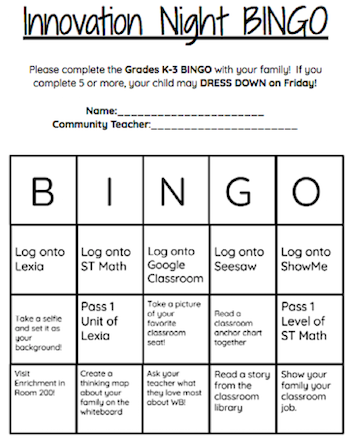 Innovation scavenger hunt BINGO
