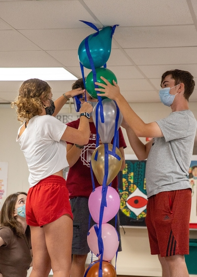 Student team prototype with balloons