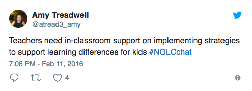 Amy Treadwell tweet on in-class support