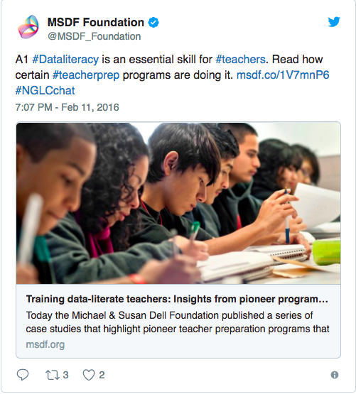 Dell Fdn tweet on data literacy