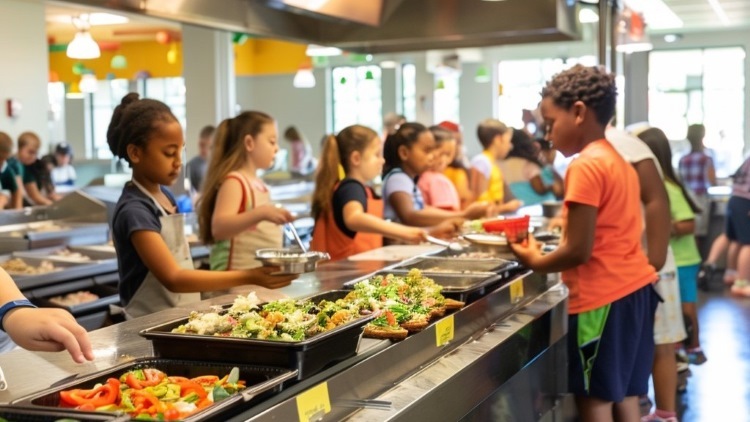 school lunch cafeteria line