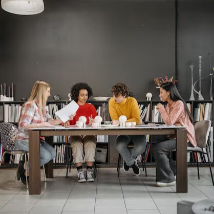 small group work at a table