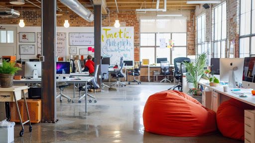 large open workspace with flexible seating