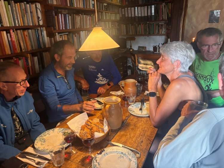 hikers gather for dinner