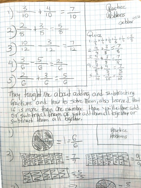 page from a student's math notebook