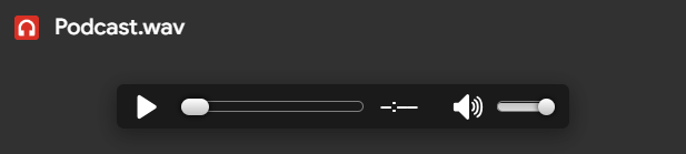screenshot of podcast controls