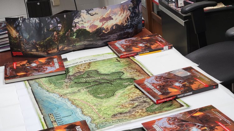 D&D game table in a classroom