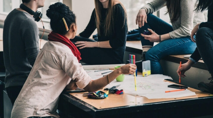 Students working in project teams