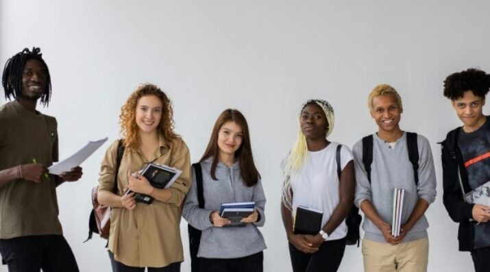 high school students facing camera