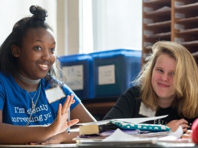 middle school girls in humanities class