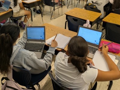 students with laptops math