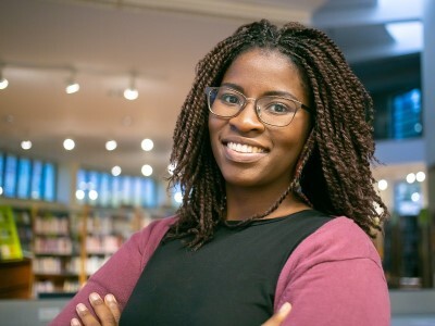 educator in school library