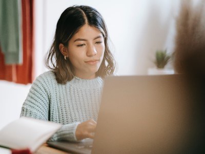 student using laptop